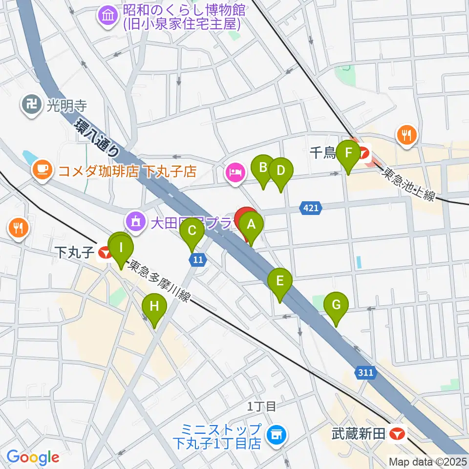 かねこ琴三絃楽器店周辺のファミレス・ファーストフード一覧地図