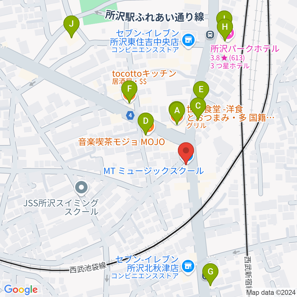 MTミュージック レンタルスタジオ周辺のファミレス・ファーストフード一覧地図