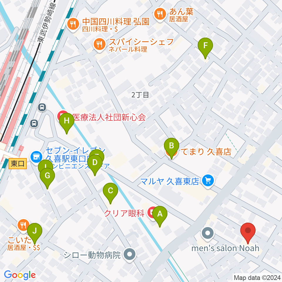 アルプス楽器周辺のファミレス・ファーストフード一覧地図