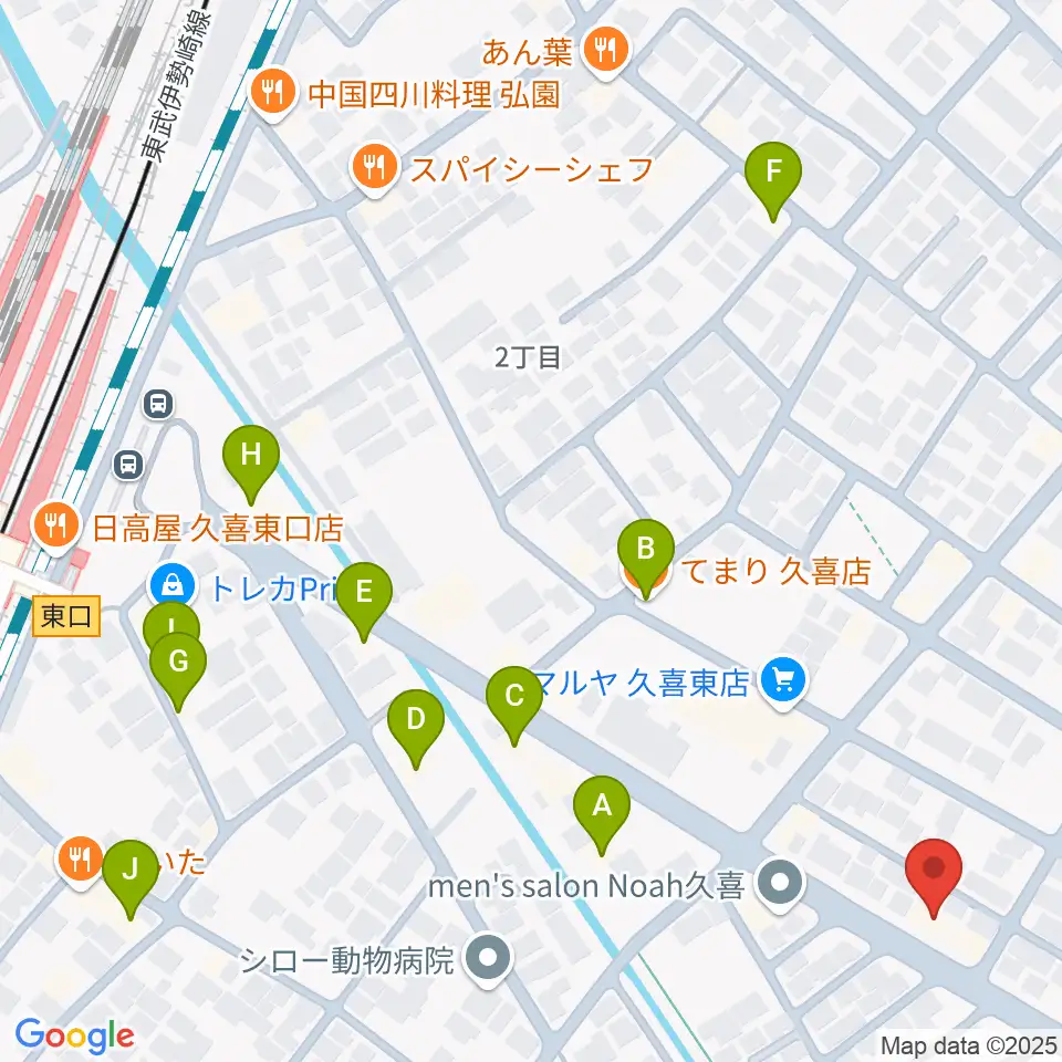 アルプス楽器周辺のファミレス・ファーストフード一覧地図