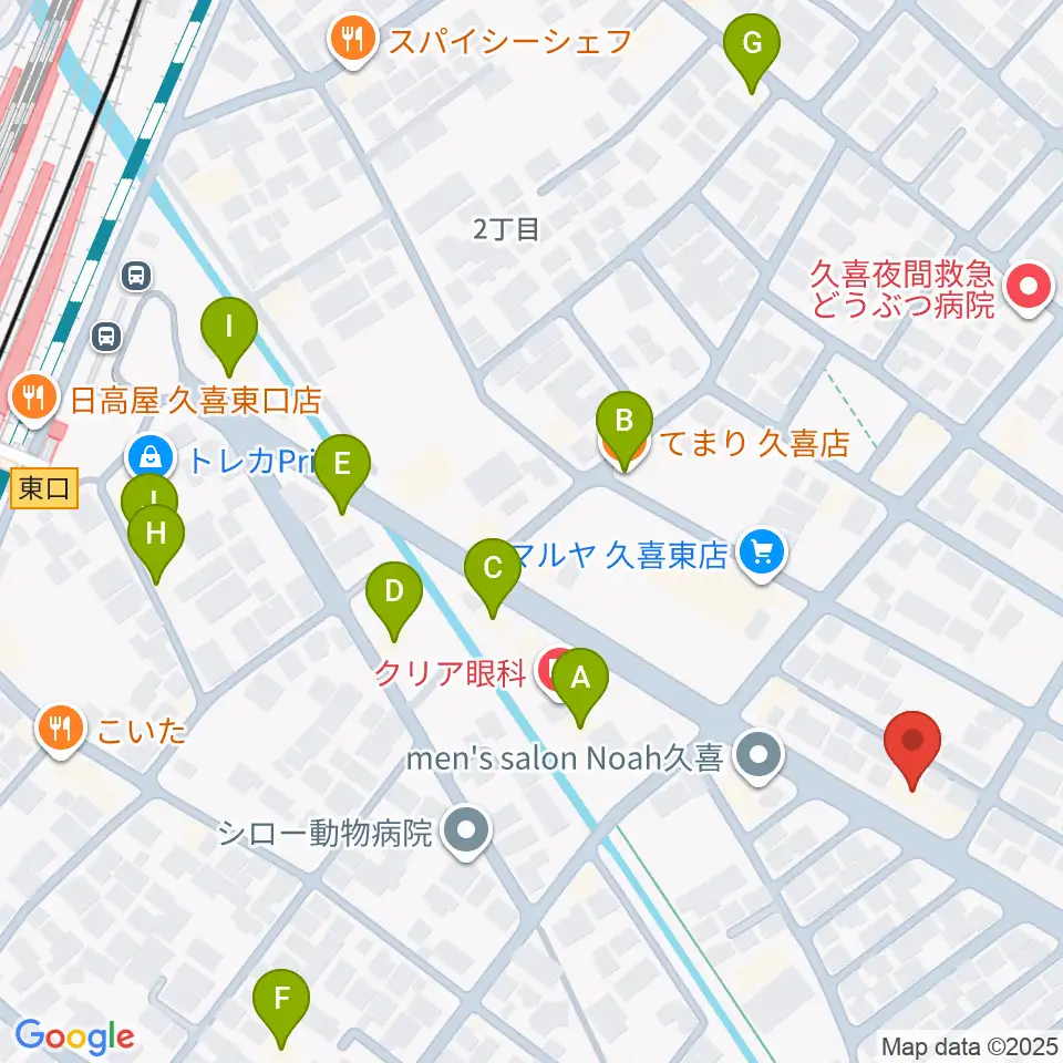 アルプス楽器周辺のファミレス・ファーストフード一覧地図