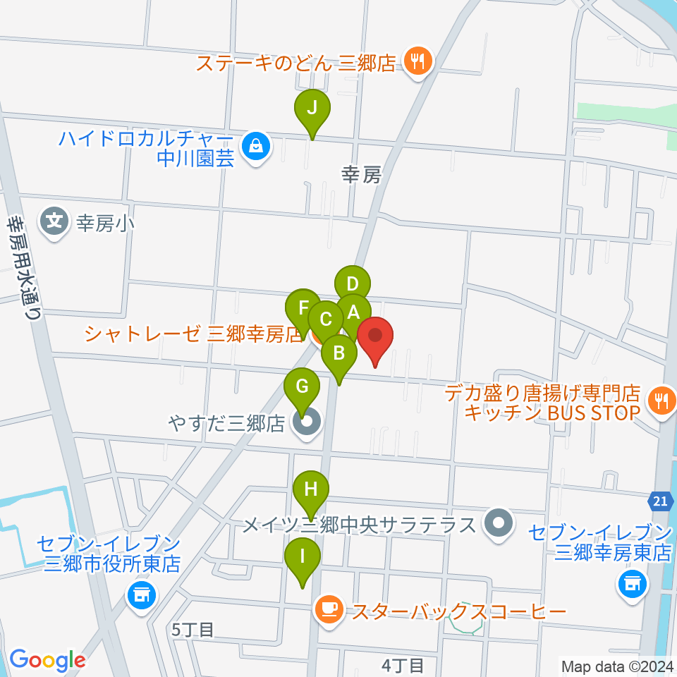 有限会社ピアノフォルテ周辺のファミレス・ファーストフード一覧地図