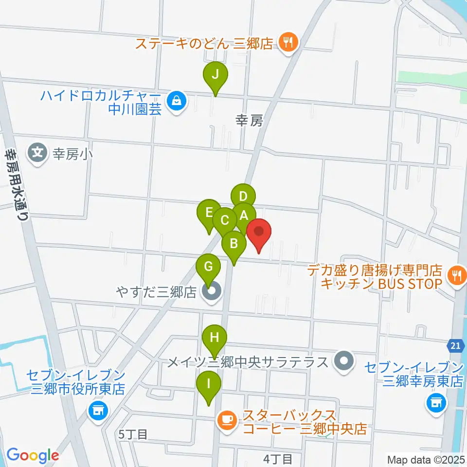有限会社ピアノフォルテ周辺のファミレス・ファーストフード一覧地図