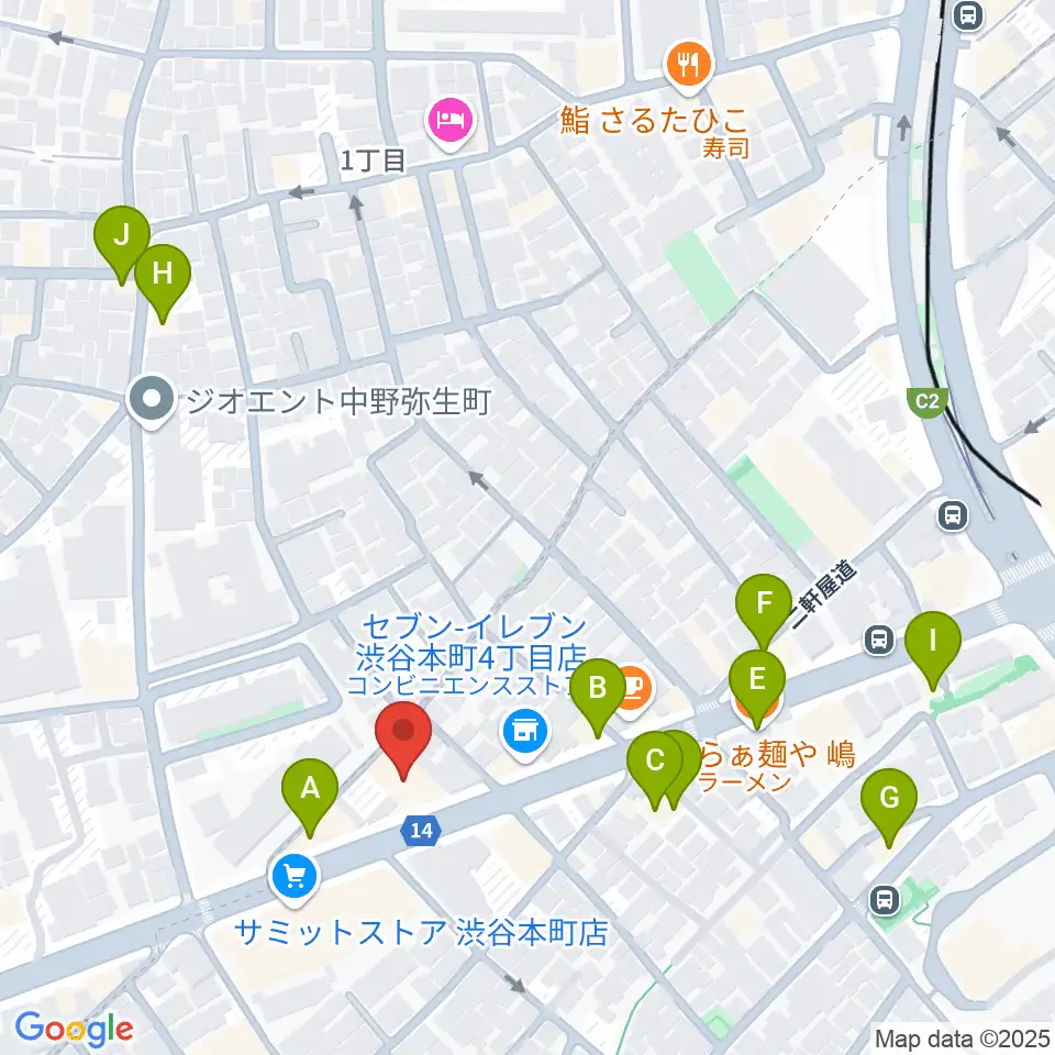 東放学園音響専門学校周辺のファミレス・ファーストフード一覧地図