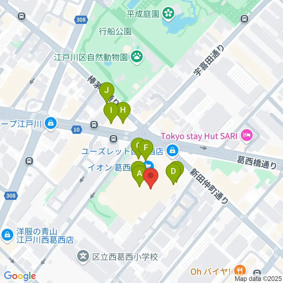 島村楽器 イオン葛西店周辺のファミレス・ファーストフード一覧地図