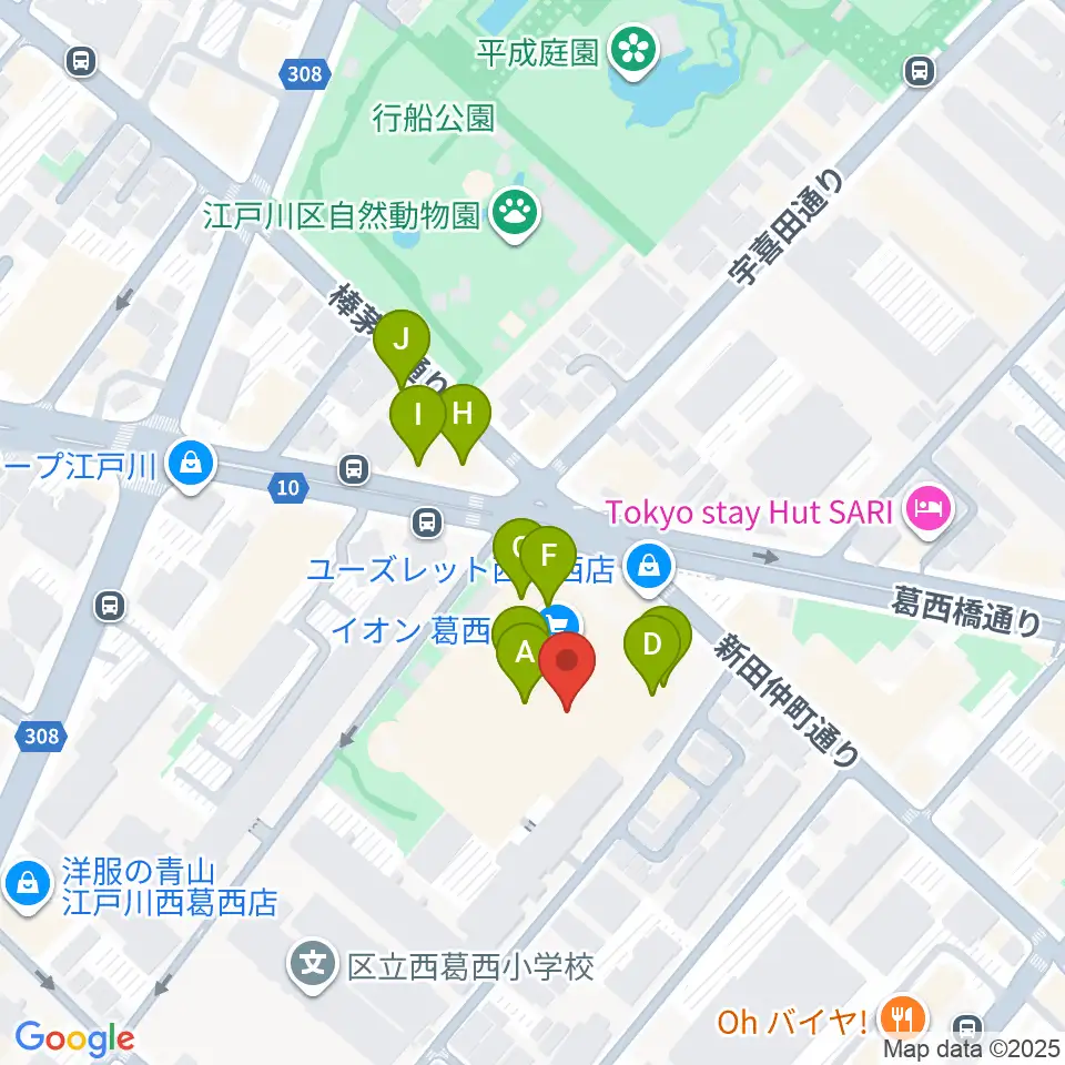 島村楽器 イオン葛西店周辺のファミレス・ファーストフード一覧地図