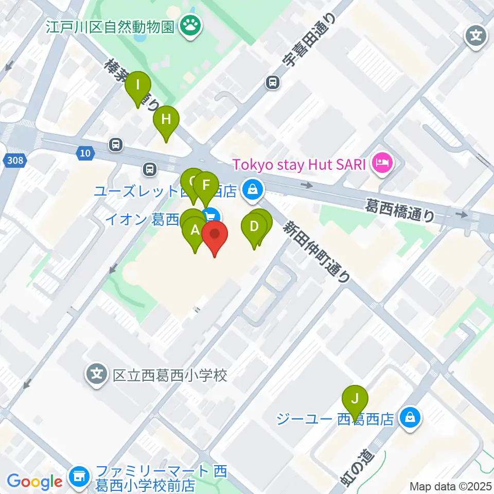 島村楽器 イオン葛西店周辺のファミレス・ファーストフード一覧地図
