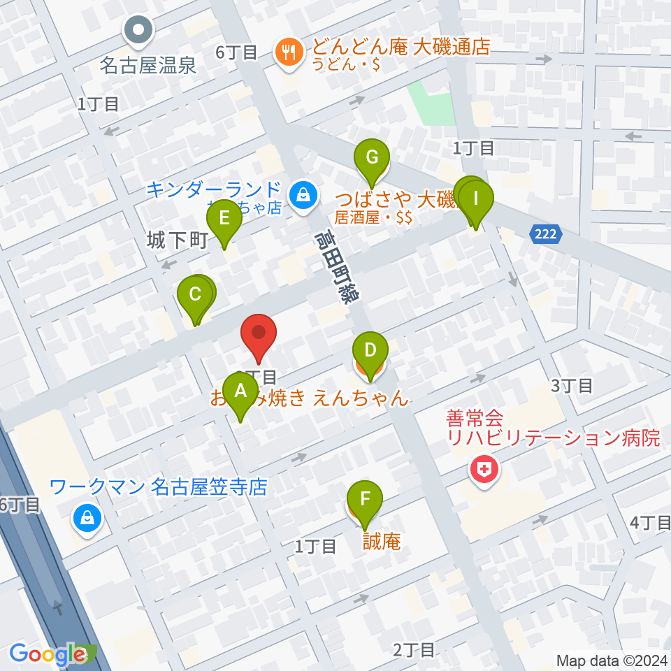 楽器の青ラボ周辺のファミレス・ファーストフード一覧地図