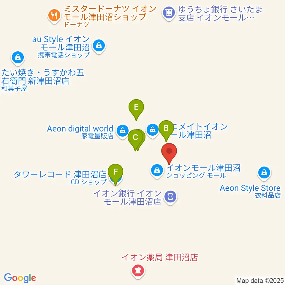 伊藤楽器 津田沼センター周辺のファミレス・ファーストフード一覧地図