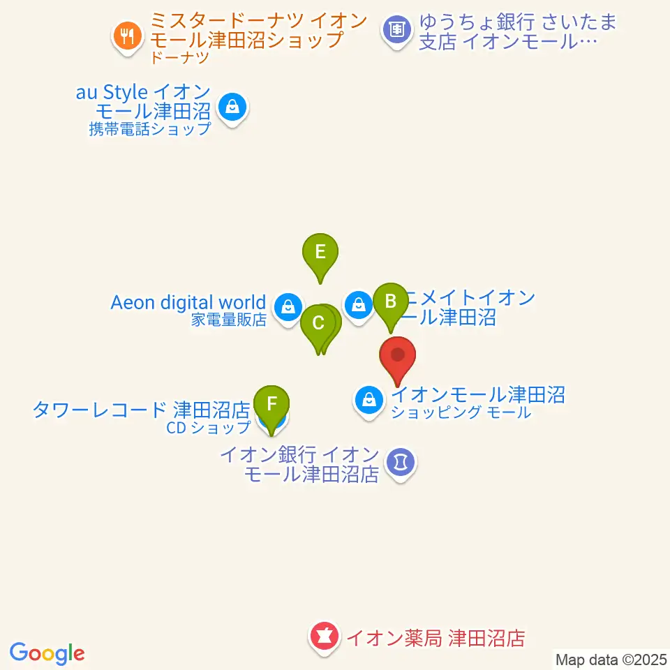伊藤楽器 津田沼センター周辺のファミレス・ファーストフード一覧地図