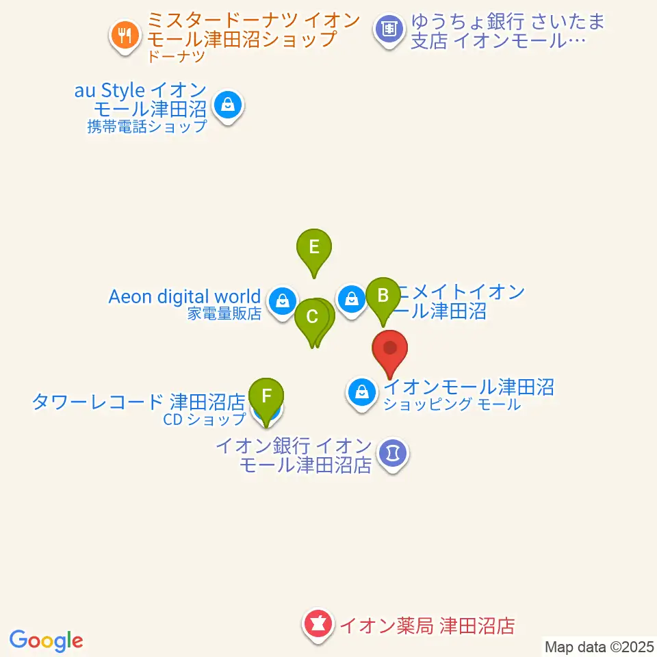 伊藤楽器 津田沼センター周辺のファミレス・ファーストフード一覧地図
