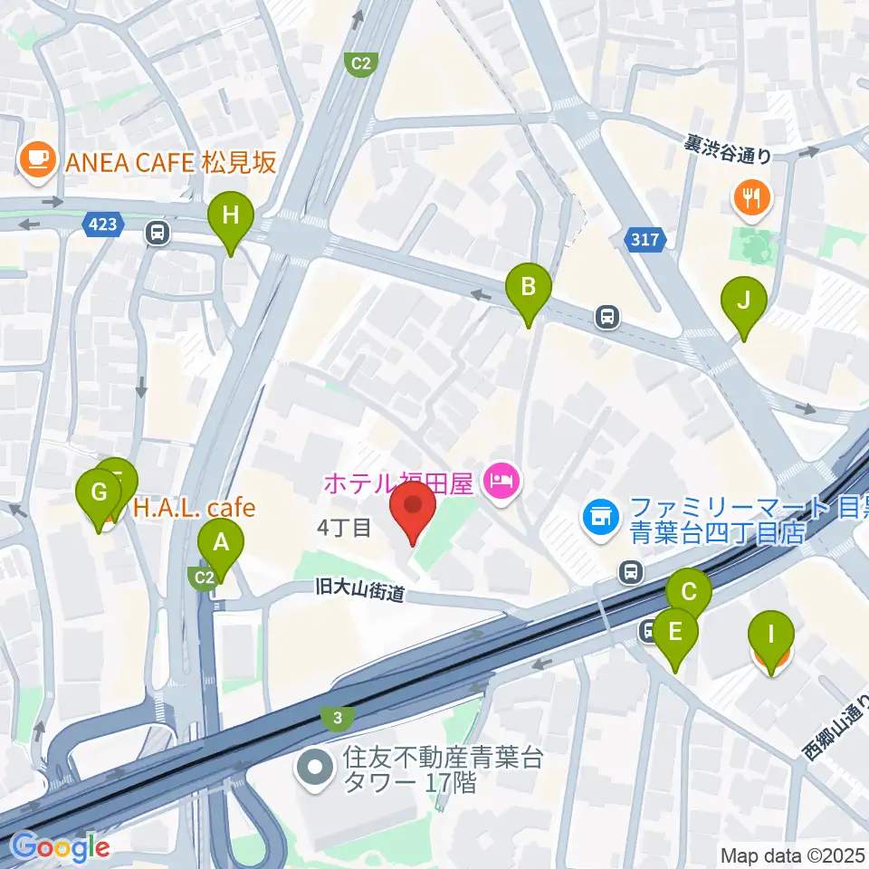 スタジオサンシャイン周辺のファミレス・ファーストフード一覧地図