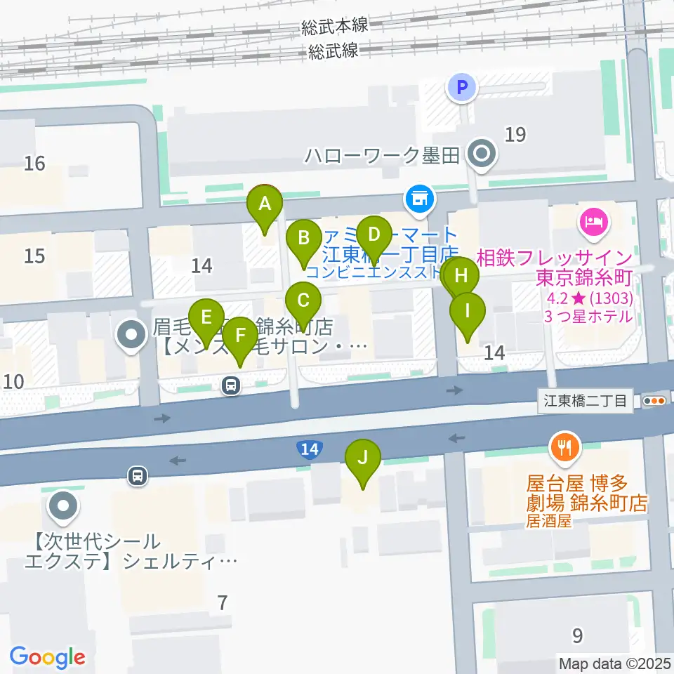 キングトーン音楽教室周辺のファミレス・ファーストフード一覧地図
