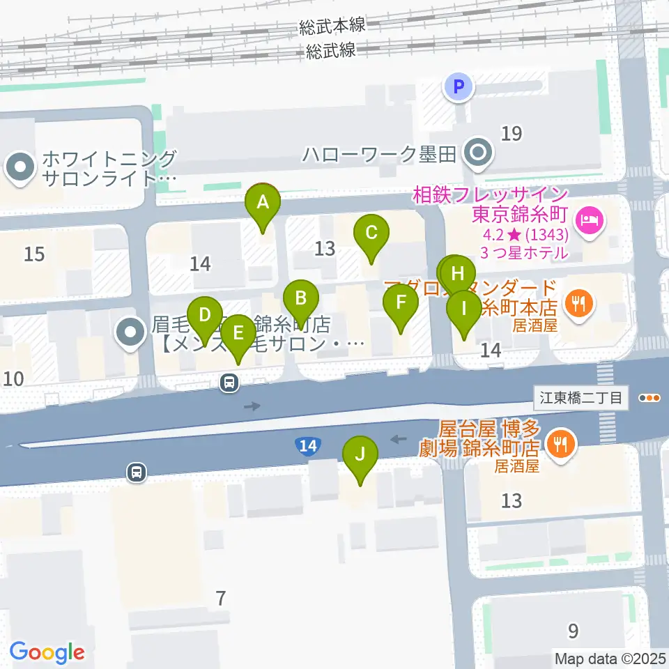 キングトーン音楽教室周辺のファミレス・ファーストフード一覧地図