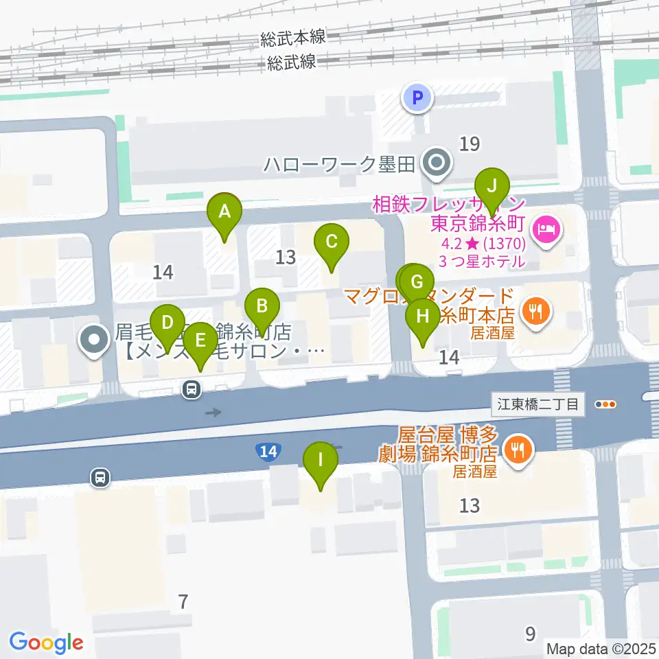 キングトーン音楽教室周辺のファミレス・ファーストフード一覧地図