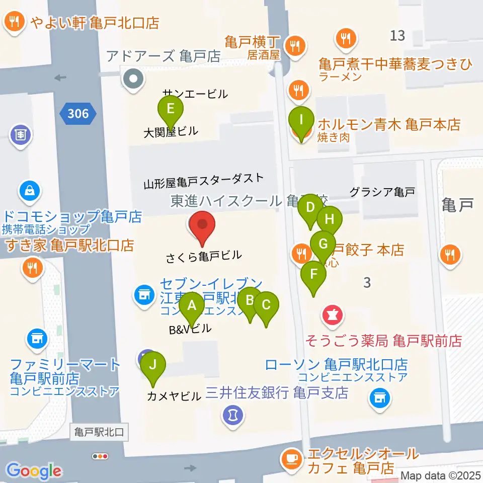島村楽器 ミュージックサロン亀戸周辺のファミレス・ファーストフード一覧地図