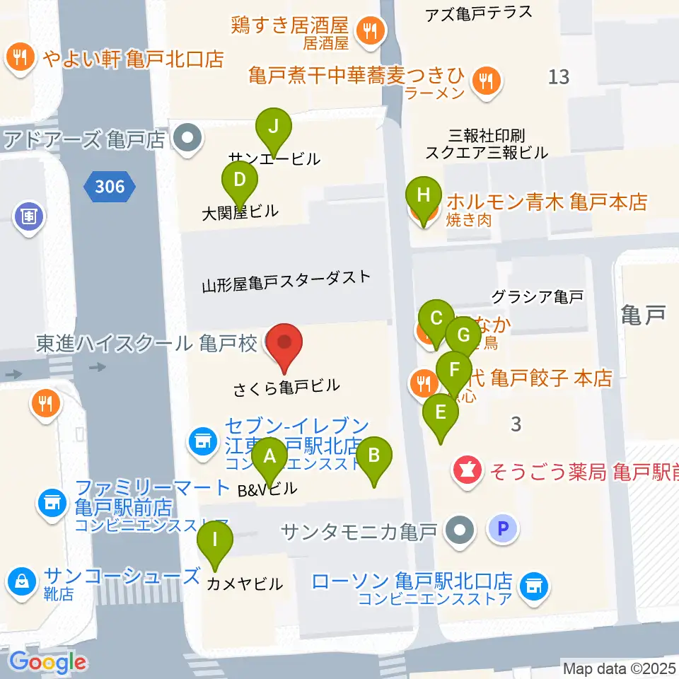 島村楽器 ミュージックサロン亀戸周辺のファミレス・ファーストフード一覧地図
