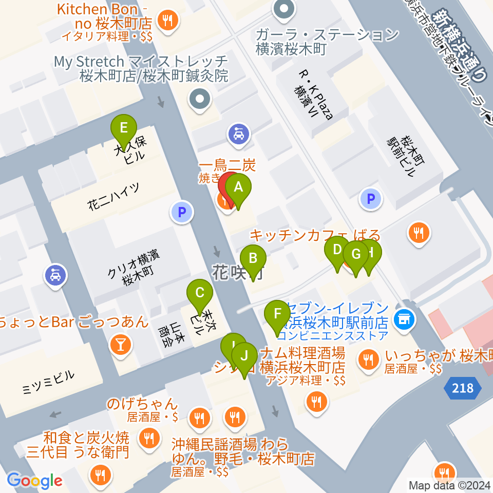 横浜ジャムセカンド周辺のファミレス・ファーストフード一覧地図