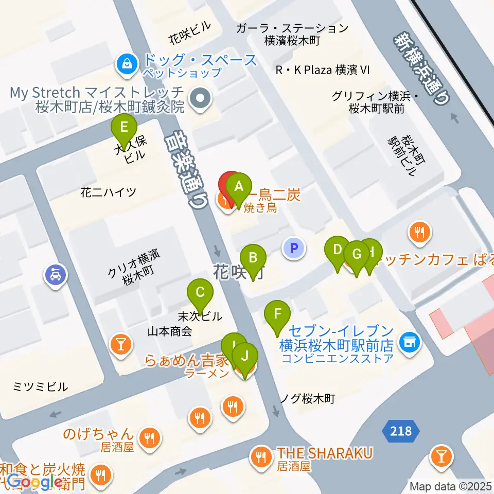 横浜ジャムセカンド周辺のファミレス・ファーストフード一覧地図