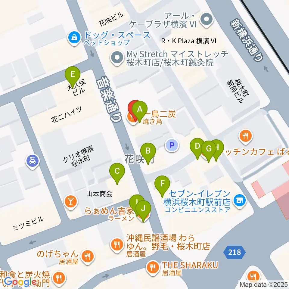 横浜ジャムセカンド周辺のファミレス・ファーストフード一覧地図