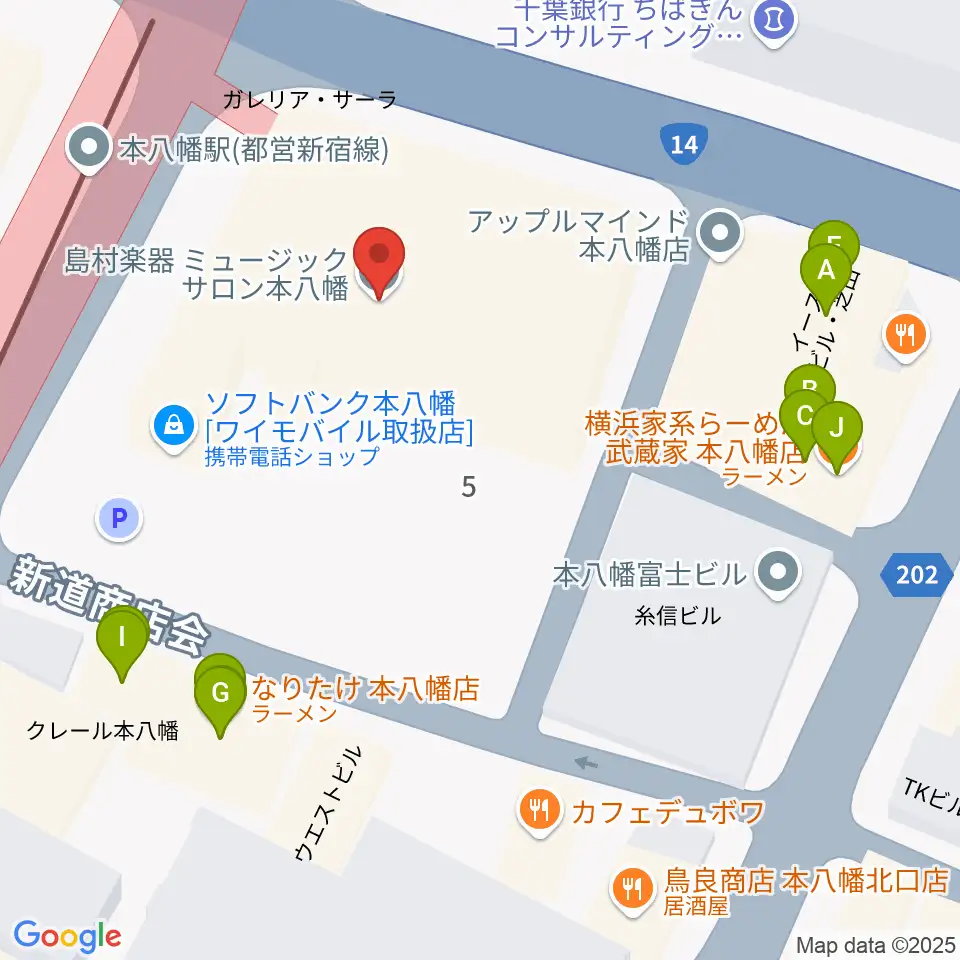 島村楽器 ミュージックサロン本八幡周辺のファミレス・ファーストフード一覧地図