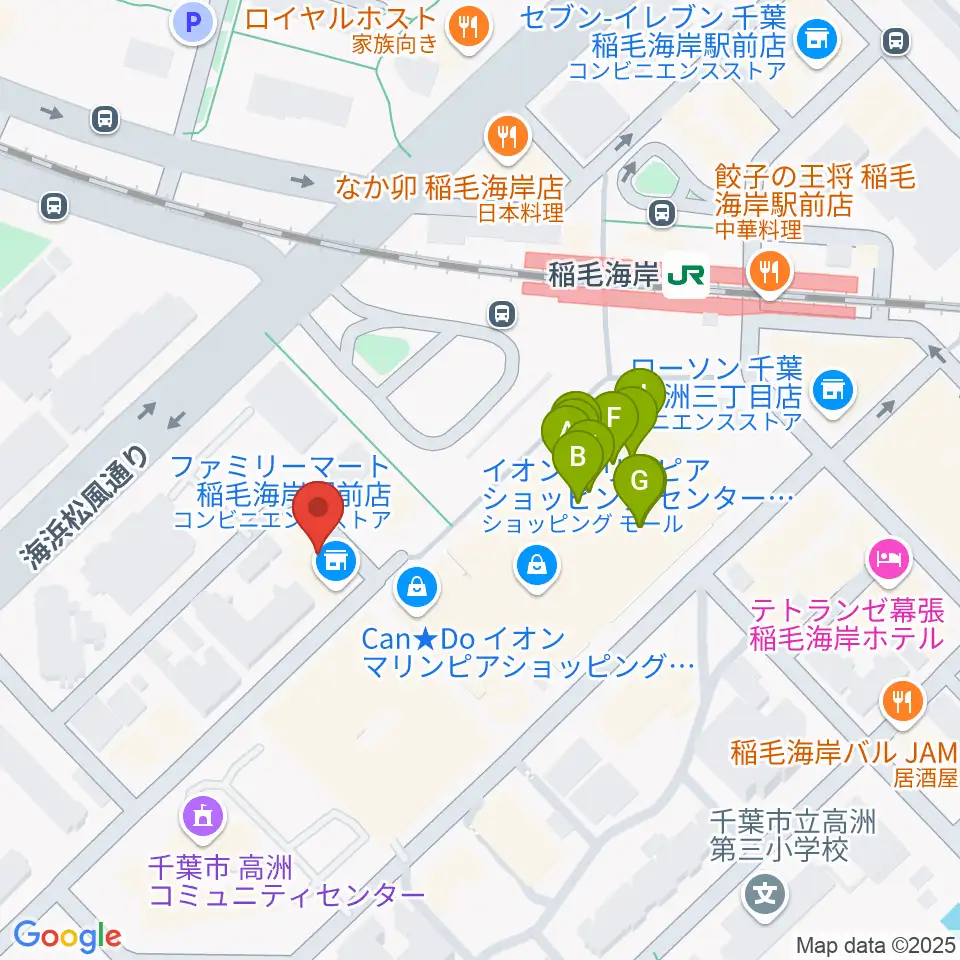 島村楽器 ミュージックサロン稲毛海岸周辺のファミレス・ファーストフード一覧地図