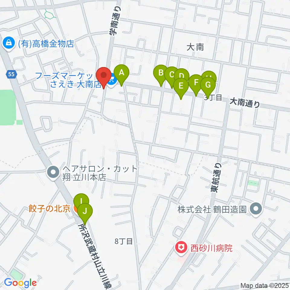 ピアノハウスハントケルナー周辺のファミレス・ファーストフード一覧地図