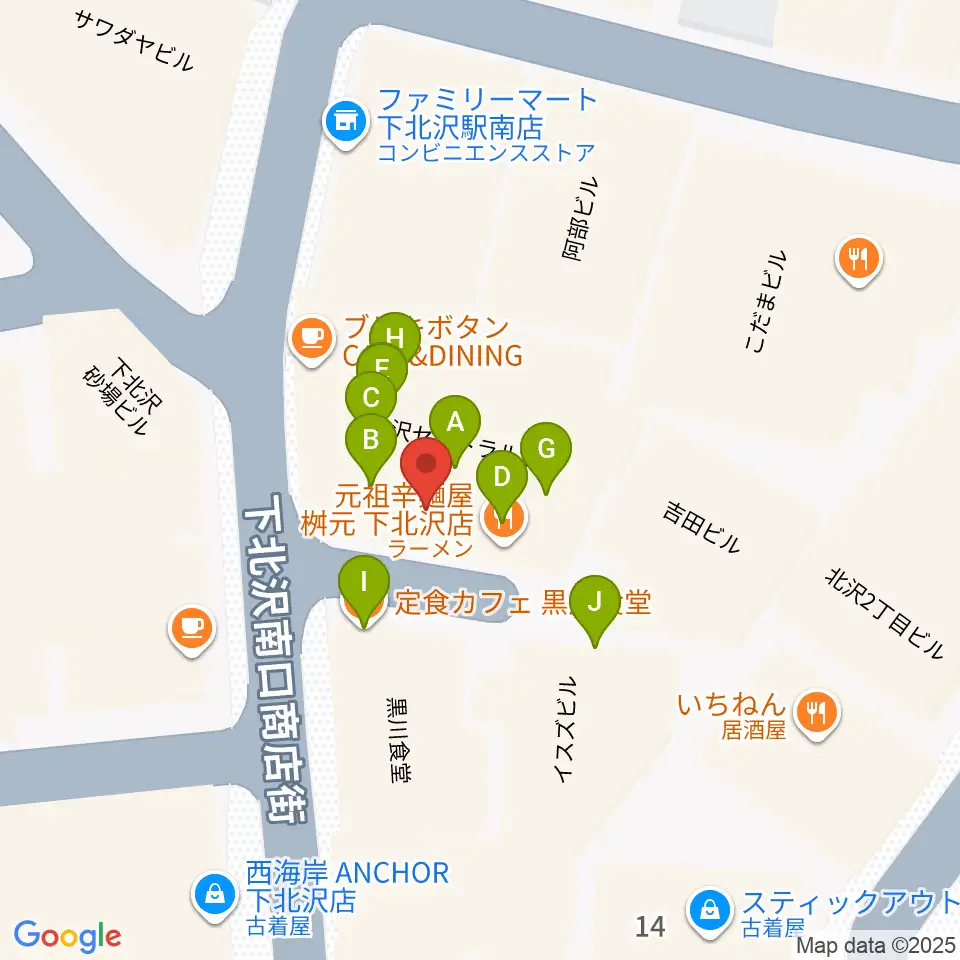 下北沢BREATH周辺のファミレス・ファーストフード一覧地図