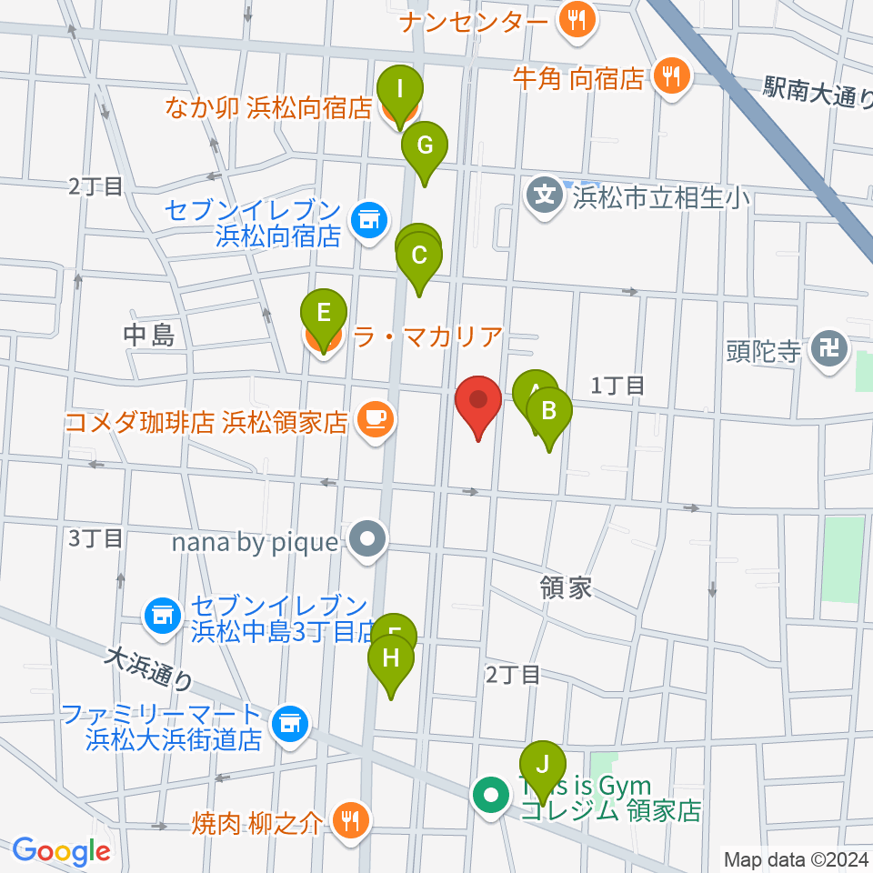 白羽楽器周辺のファミレス・ファーストフード一覧地図