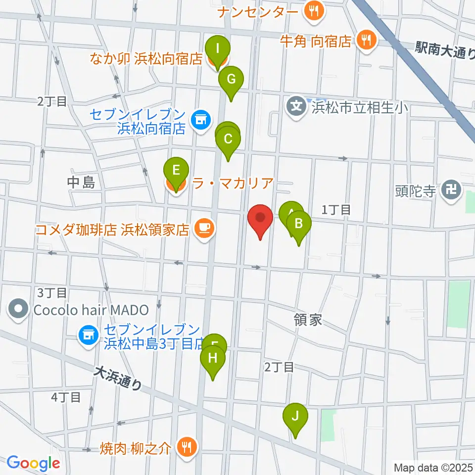 白羽楽器周辺のファミレス・ファーストフード一覧地図