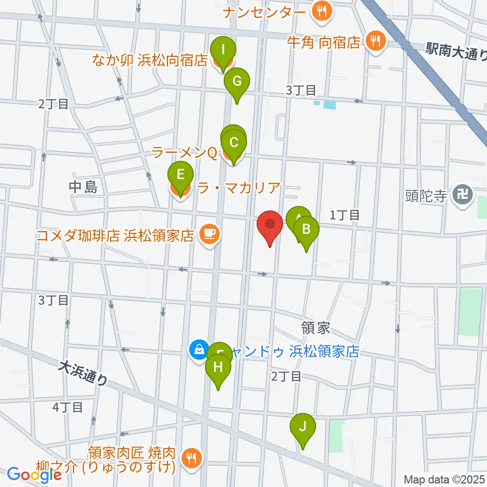 白羽楽器周辺のファミレス・ファーストフード一覧地図