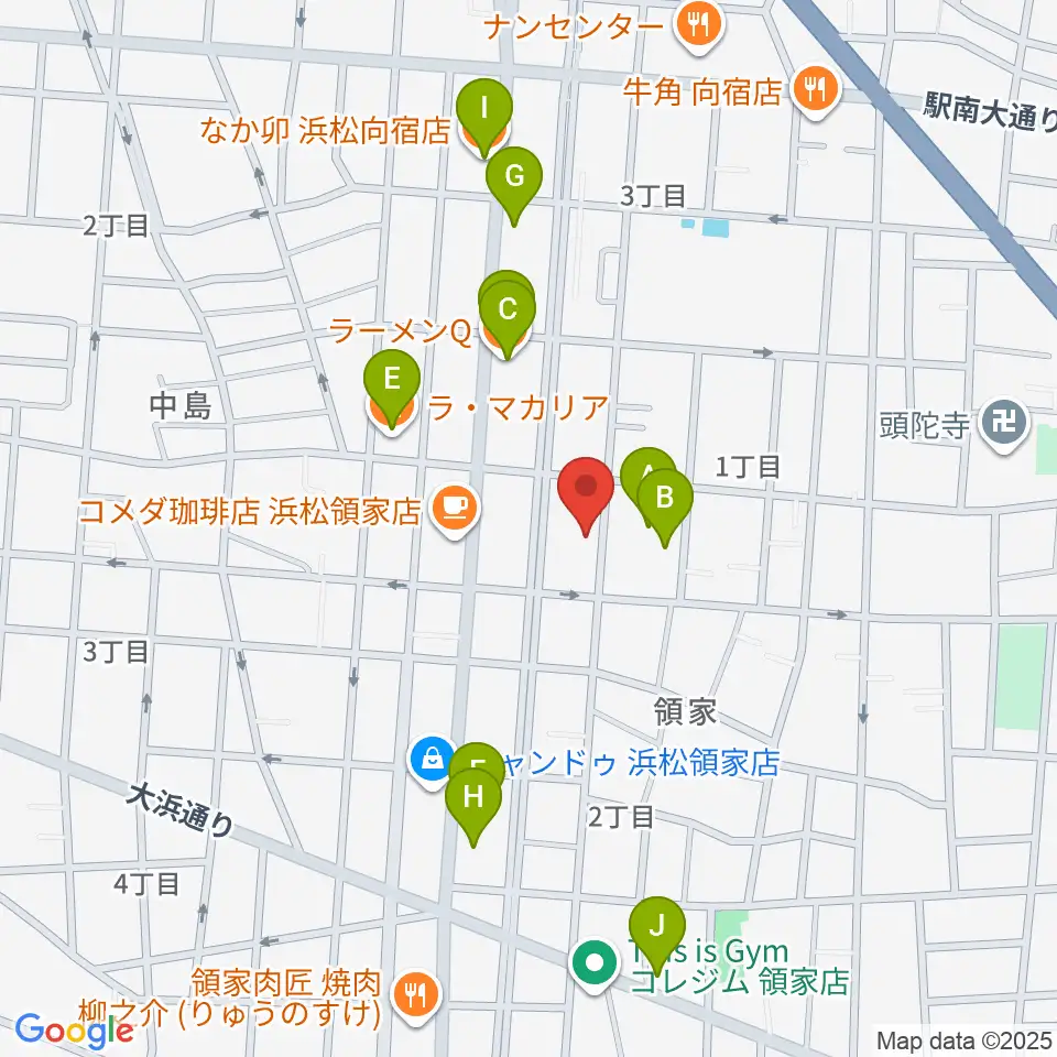 白羽楽器周辺のファミレス・ファーストフード一覧地図
