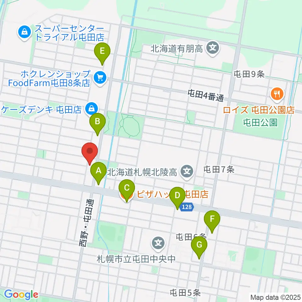 小林雅巳ピアノ調律所周辺のファミレス・ファーストフード一覧地図