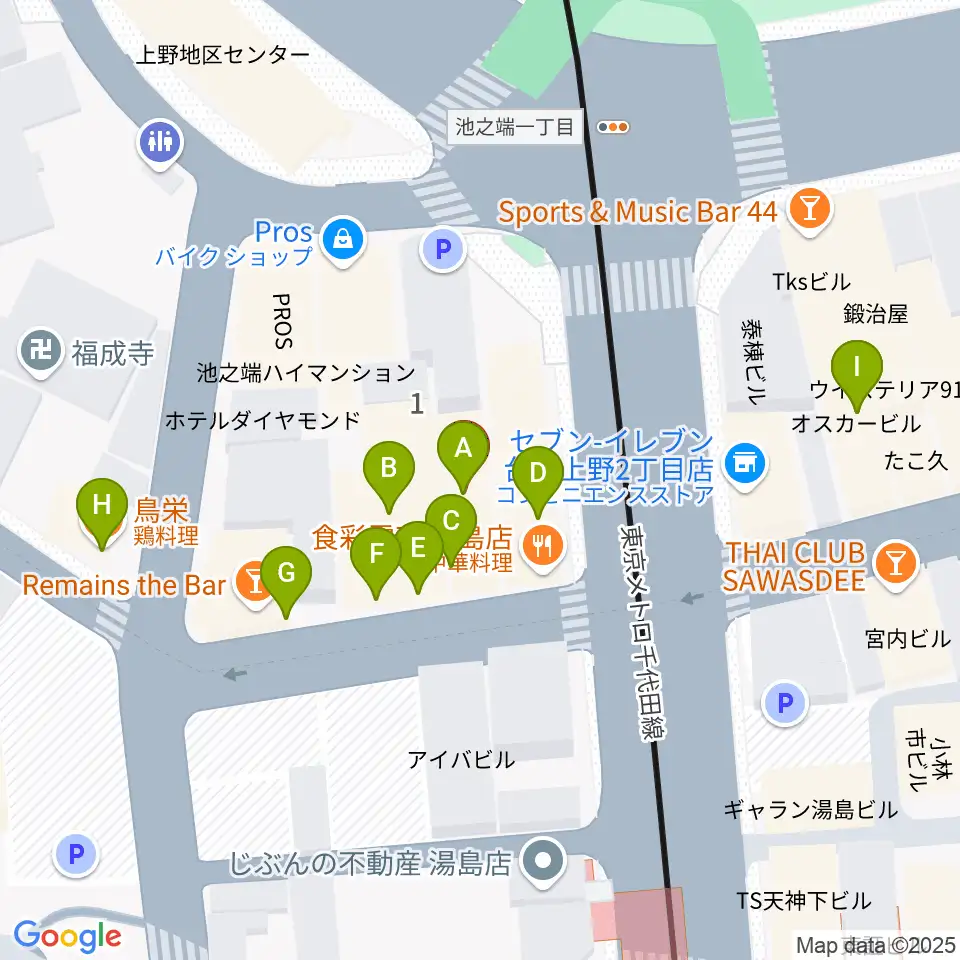 パールフルートギャラリー東京周辺のファミレス・ファーストフード一覧地図