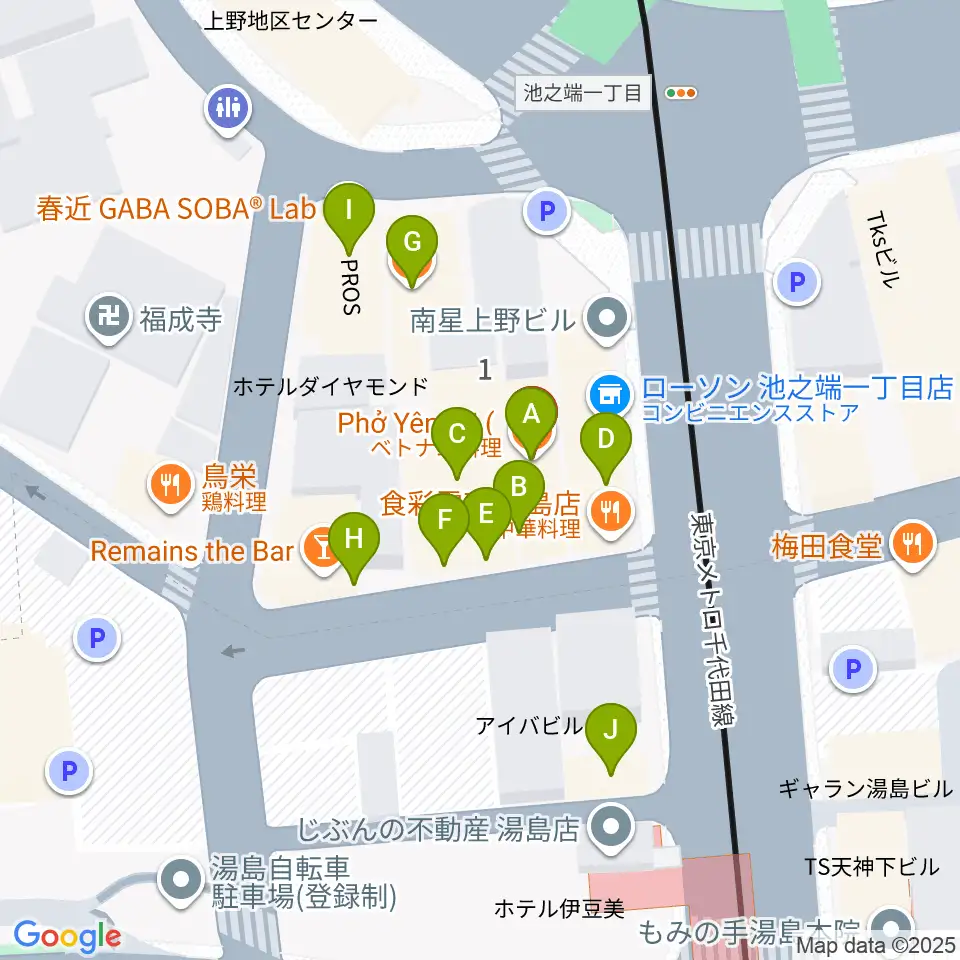 パールフルートギャラリー東京周辺のファミレス・ファーストフード一覧地図