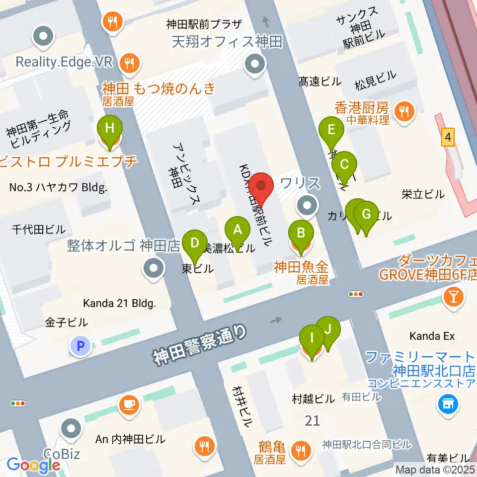 神田商会周辺のファミレス・ファーストフード一覧地図