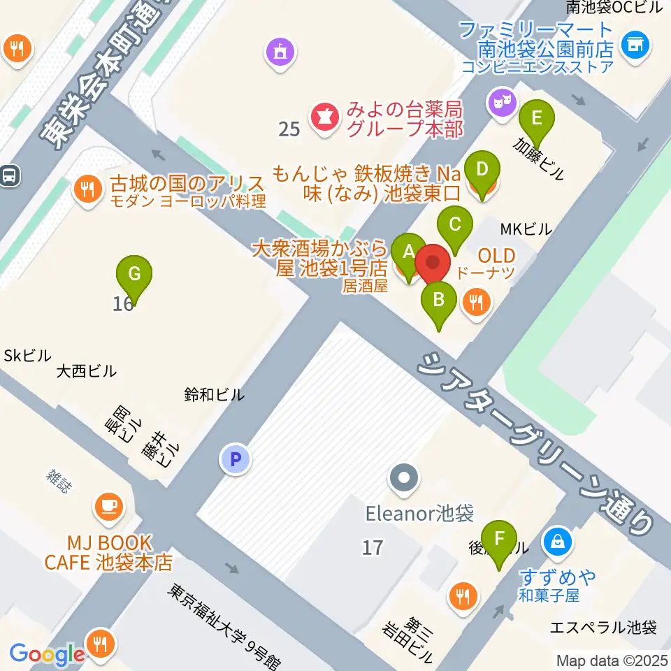 ミヤザワフルート アトリエ東京周辺のファミレス・ファーストフード一覧地図