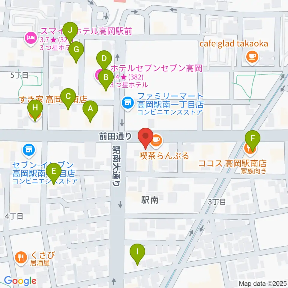 ウィンズラボミュージックスクール周辺のファミレス・ファーストフード一覧地図