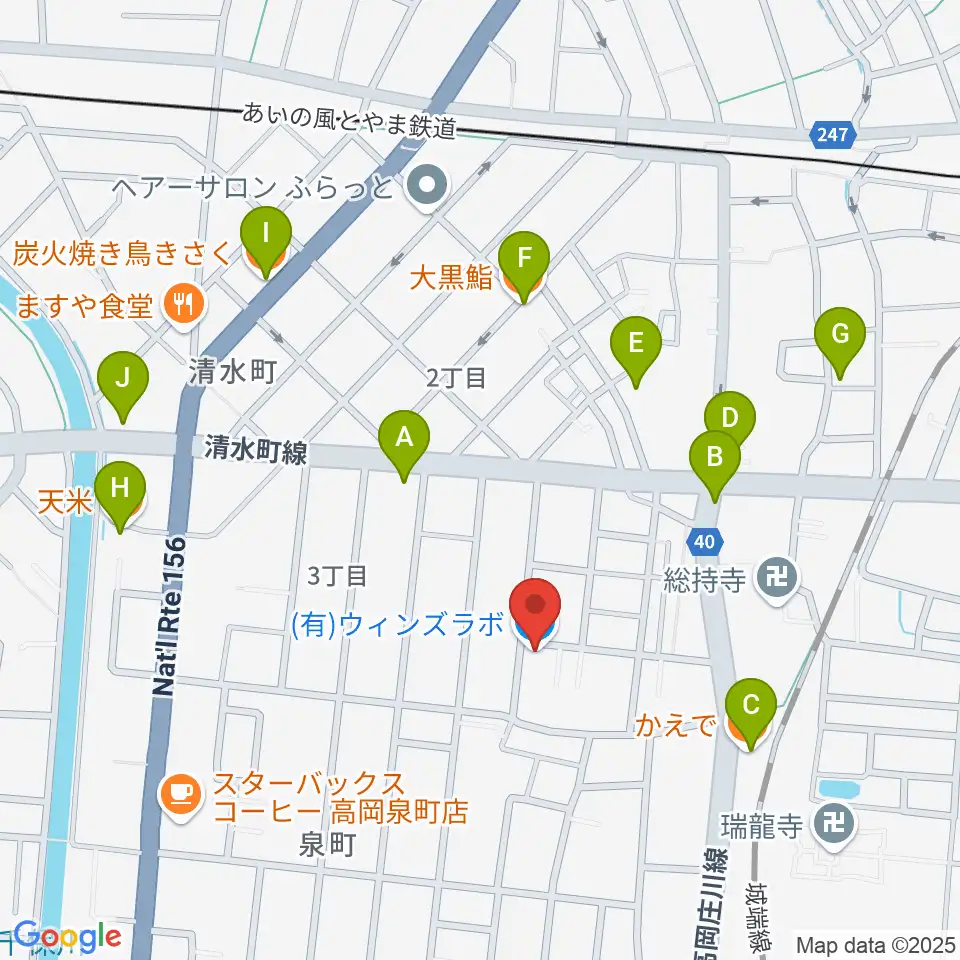 ウィンズラボ周辺のファミレス・ファーストフード一覧地図