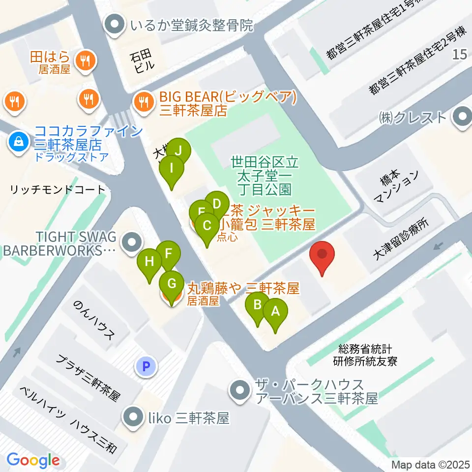 ピアノプラス周辺のファミレス・ファーストフード一覧地図
