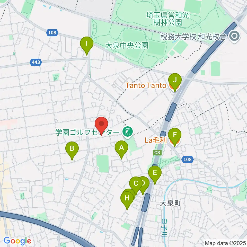 アキヤマフルート周辺のファミレス・ファーストフード一覧地図