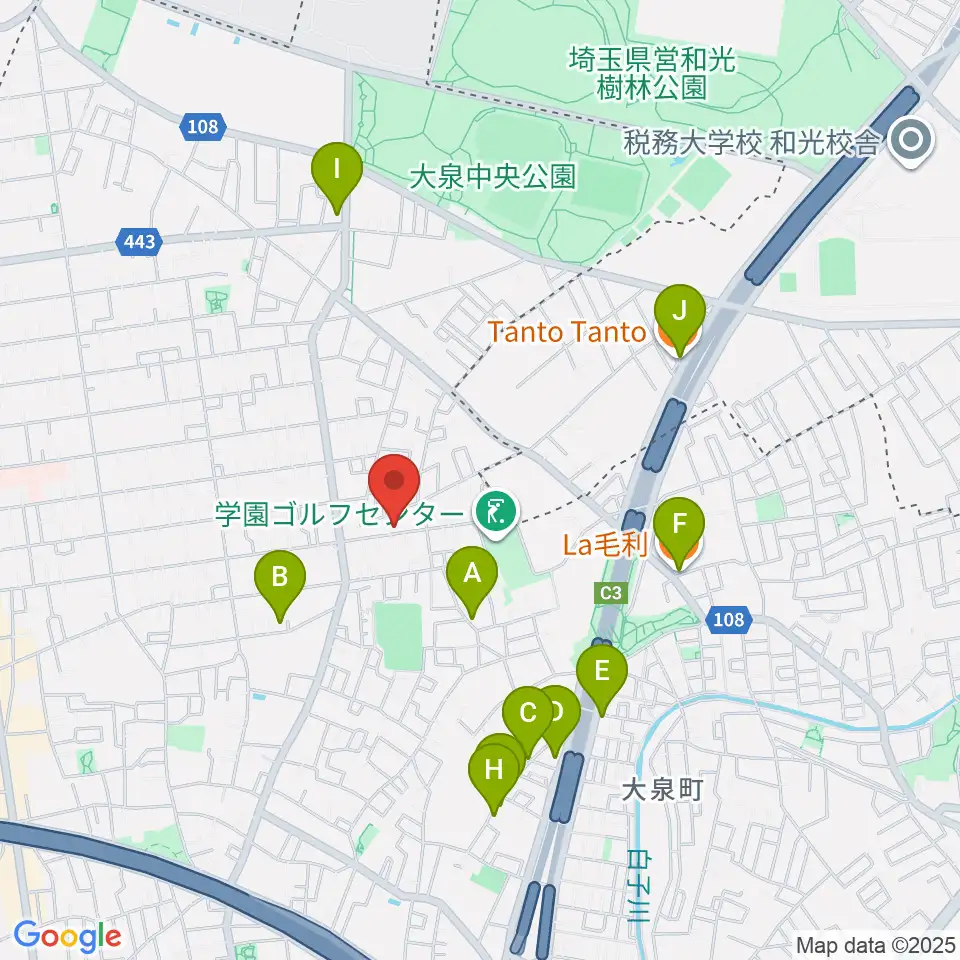 アキヤマフルート周辺のファミレス・ファーストフード一覧地図