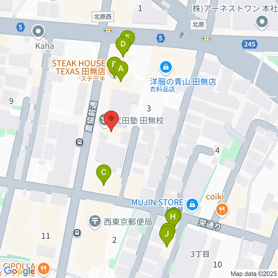 DCAKミュージックスクール周辺のファミレス・ファーストフード一覧地図