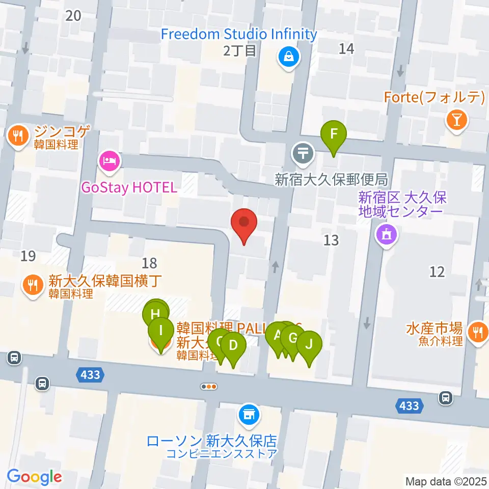 グローバル管楽器技術学院周辺のファミレス・ファーストフード一覧地図