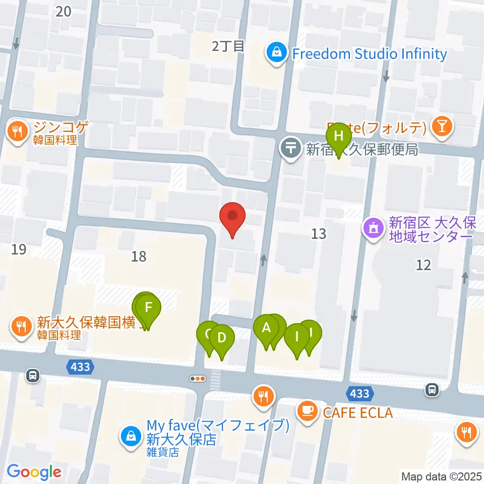 グローバル管楽器技術学院周辺のファミレス・ファーストフード一覧地図