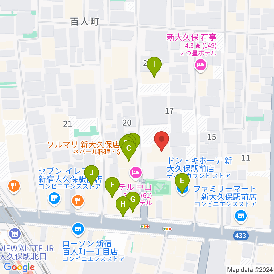 株式会社グローバル周辺のファミレス・ファーストフード一覧地図