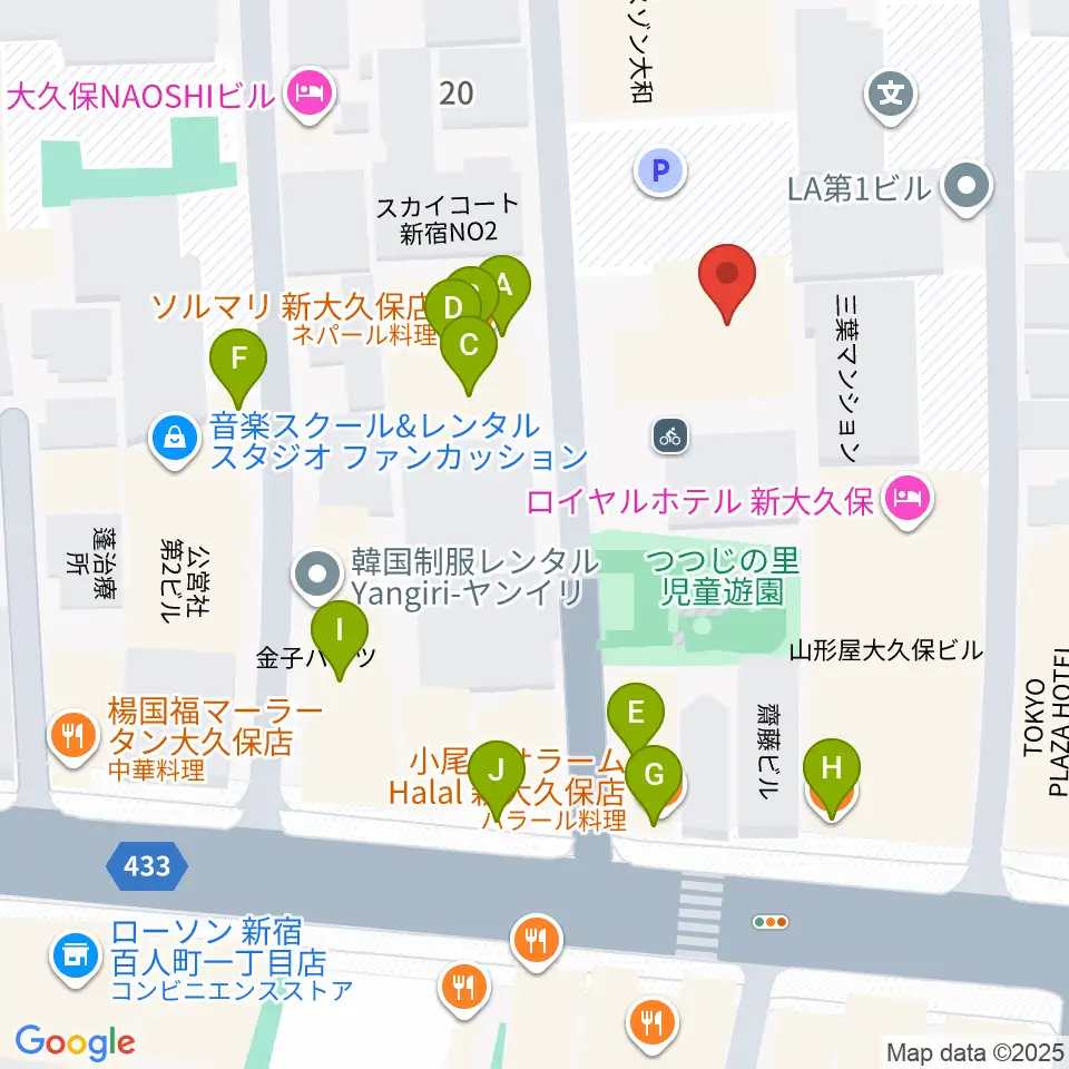 株式会社グローバル周辺のファミレス・ファーストフード一覧地図