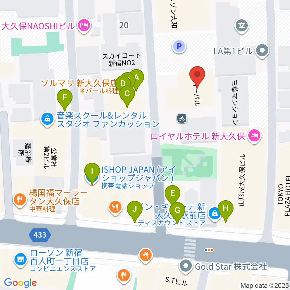 株式会社グローバル周辺のファミレス・ファーストフード一覧地図