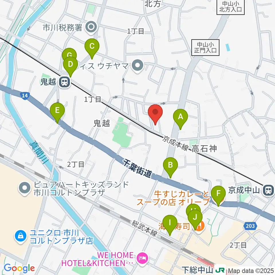 ベル音楽教室周辺のファミレス・ファーストフード一覧地図