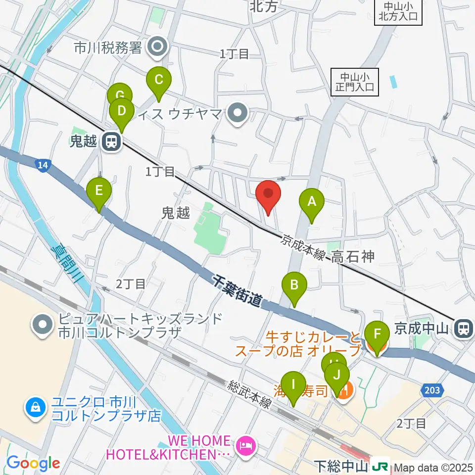 ベル音楽教室周辺のファミレス・ファーストフード一覧地図